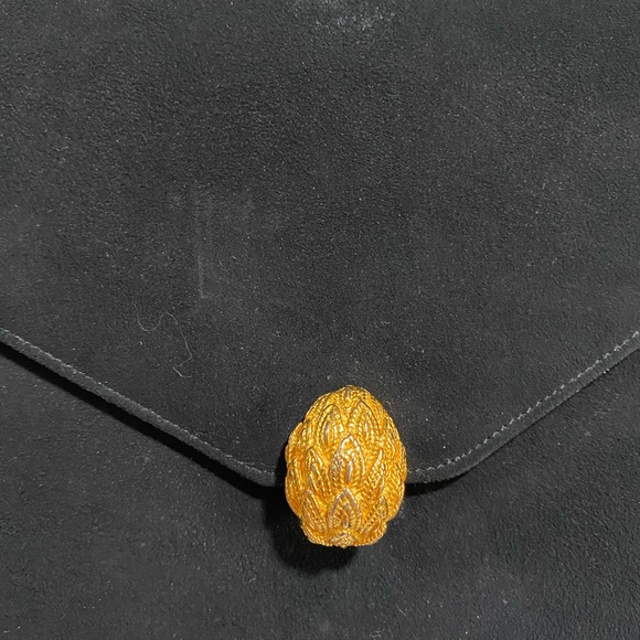 Vintage 1960's Coblentz Original Black Suede Purse Bag 9x 5.5 x2 Artichoke Clasp - Picture 11 of 14